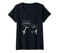 Femme Relation entre la racine carrée et -1, mathématiques T-Shirt avec Col en V