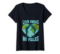 Femme Relations À Distance Love Knows No Miles T-Shirt avec Col en V