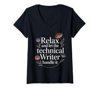 Femme Relax and Let The Technical Writer Handle It - T-Shirt avec Col en V