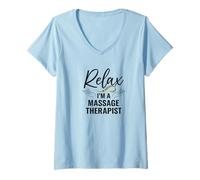 Femme Relax I'm a Massage Therapist Minimal Hands Graphic T-Shirt avec Col en V