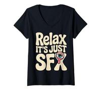 Femme Relax It's Just SFX Film de Film de maquilleur - T-Shirt avec Col en V