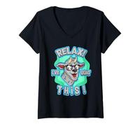 Femme Relax I've Goat This Funny Cool Farm Animal Pun Design T-Shirt avec Col en V