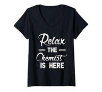 Femme Relax Science Professional Lab Humour T-Shirt avec Col en V