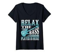 Femme Relax The Bass Player is Here an Awesome T-Shirt Cadeau T-Shirt avec Col en V