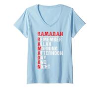 Femme Remember Allah - Ramadan Kareem - Ramadan Mubarak Month 2026 T-Shirt avec Col en V