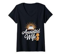 Femme Remerciement à l'épouse du Pasteur Première Dame, épouse de Pasteur Afro T-Shirt avec Col en V