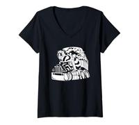 Femme Remorque Tracteur Semi-Camion Big Rig Motif Drapeau américain Patriotique T-Shirt avec Col en V