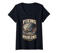Femme Remorqueur Fixing Other Peoples Problems T-Shirt avec Col en V