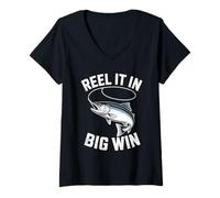 Femme Remportez un gros lot de saumons vintage Fisherman Fish pour hommes T-Shirt avec Col en V