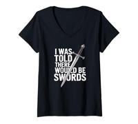 Femme Ren Faire, on m'a Dit qu'il y aurait des épées T-Shirt avec Col en V