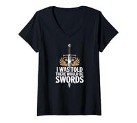 Femme Ren Faire, on m'a Dit qu'il y aurait des épées T-Shirt avec Col en V
