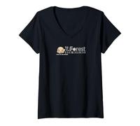Femme Ren-World 89 - Dortoir Japonais - Petits Animaux - Psychic - Fille Mignonne Vivant dans la forêt fossile Ninja à l'envers T-Shirt avec Col en V
