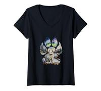 Femme Renard Arctique Empreinte Hivernale T-Shirt avec Col en V