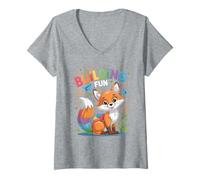 Femme Renard Bâtissant L'amusement Créatif Enfants T-Shirt avec Col en V