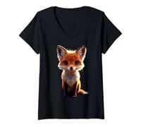 Femme Renard J'aime Les Renards Renard Rouge Amour Petit Renard T-Shirt avec Col en V