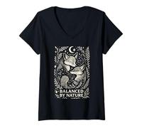 Femme Renard Rustique bohème équilibré par la Nature et la forêt T-Shirt avec Col en V