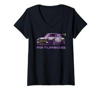 Femme Renault R5 3E Turbo Concept Voiture Electrique T-Shirt avec Col en V