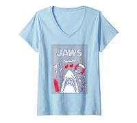 Femme Rencontre avec Les Requins dans Jaws Ocean Adventure T-Shirt avec Col en V