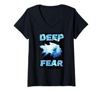 Femme Rencontre de créatures sous-Marines Deep Fear Jaws T-Shirt avec Col en V