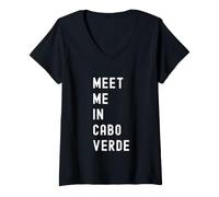 Femme Rencontrez-Moi à Cabo Verde Afrique T-Shirt avec Col en V