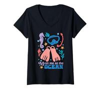 Femme Rencontrez-Moi à la Chemise Ocean Boho Beach Vacation Snorkeling T-Shirt avec Col en V