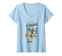 Femme Rencontrez-Moi dans l'évasion de l'île vibrante d'Haw T-Shirt avec Col en V