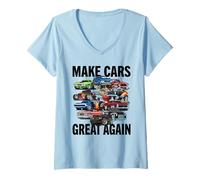 Femme Rendez Votre Voiture Encore Plus Belle, Voiture Classique, Muscle Car et Design Hotrod T-Shirt avec Col en V