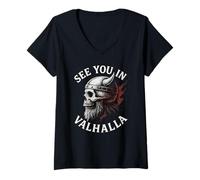 Femme Rendez-vous à Valhalla: Vikings nordiques agressifs T-Shirt avec Col en V