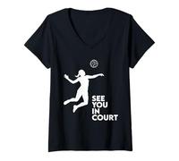 Femme Rendez-Vous au Tribunal Eat Sleep Volleyball, Match de Volley-Ball par équipe T-Shirt avec Col en V