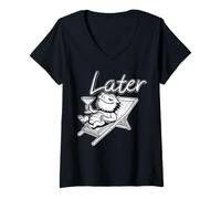 Femme Rendez-Vous Plus Tard en été ou en Vacances - Lézard T-Shirt avec Col en V