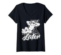 Femme Rendez-Vous Plus Tard en été ou en Vacances - Singe T-Shirt avec Col en V