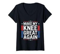 Femme Rendre À Mon Genou Toute Sa Splendeur. Drôle De T-Shirt avec Col en V