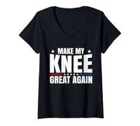 Femme Rendre À Mon Genou Toute Sa Splendeur. Drôle De T-Shirt avec Col en V