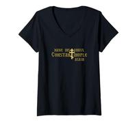 Femme Rendre Istanbul Constantinople à Nouveau chrétien orthodoxe T-Shirt avec Col en V