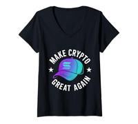 Femme Rendre la Crypto géniale à Nouveau Solana T-Shirt avec Col en V