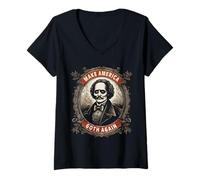 Femme Rendre l'Amérique Gothique à Nouveau Edgar Allan Poe T-Shirt avec Col en V