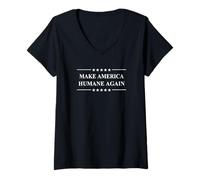Femme Rendre l'Amérique Humaine à Nouveau T-Shirt avec Col en V
