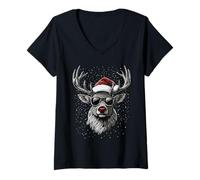 Femme Renne Merry Christmas Funny Holidays Design T-Shirt avec Col en V