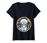 Femme Rentrée scolaire Coton de Tulear Chien Garçons Filles Propriétaire Étudiant T-Shirt avec Col en V