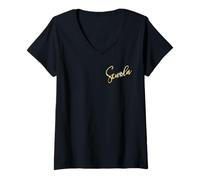 Femme Rentrée Scolaire Italienne Écolier Football T-Shirt avec Col en V