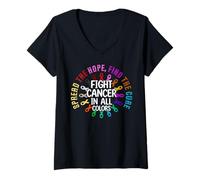 Femme Répandre l'espoir trouver le remède lutte contre le cancer espoir rubans de guérison T-Shirt avec Col en V