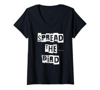 Femme Répandre l'oiseau T-Shirt avec Col en V