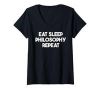 Femme Répétition de la philosophie Eat Sleep - Philosophe drôle T-Shirt avec Col en V