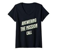 Femme Répondre à l'appel de la Mission Foi & Service T-Shirt avec Col en V