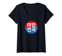 Femme « République de Corée » Hangul Mot coréen Taeguk T-Shirt avec Col en V