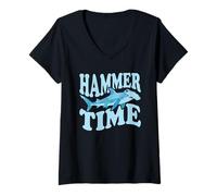 Femme Requin Marteau Groovy Hammer Time T-Shirt avec Col en V