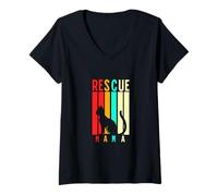 Femme Rescue Mama Apparel Cat Rescue Mom Gift Cat Lover Adopt Cat T-Shirt avec Col en V