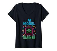 Femme Réseau neuronal AI Model Trainer - Machine Learning & Tech T-Shirt avec Col en V