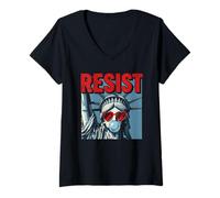 Femme Resist Statue Liberty Bubblegum Protest Equality T-Shirt avec Col en V