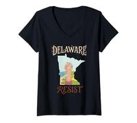 Femme Résister à la Manifestation Politique du Delaware T-Shirt avec Col en V
